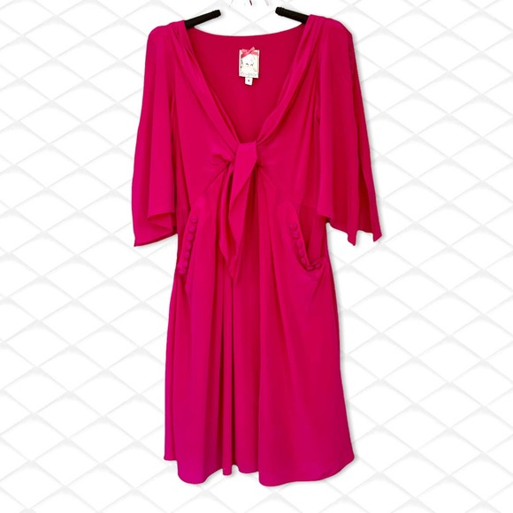Vintage Dresses & Skirts - Vintage Yoana Baraschi Silk Fuschia Dress Size 4
